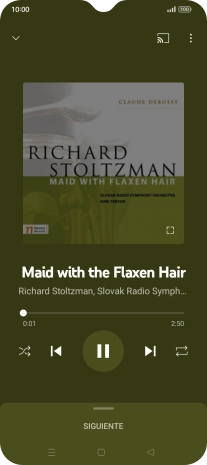 Pulsa la flecha hacia la derecha para ir al archivo de música siguiente.