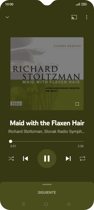 Pulsa la flecha hacia la derecha para ir al archivo de música siguiente.