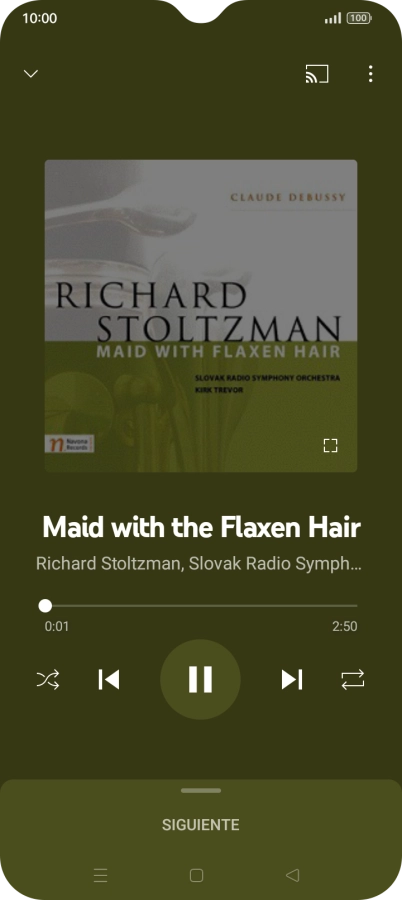 Pulsa la flecha hacia la derecha para ir al archivo de música siguiente.