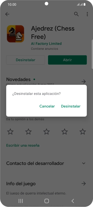 Pulsa Desinstalar.