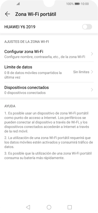 Pulsa el indicador para activar la función.