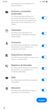 Pulsa la opción deseada para transferir contenido desde otro dispositivo y pulsa Acepto.