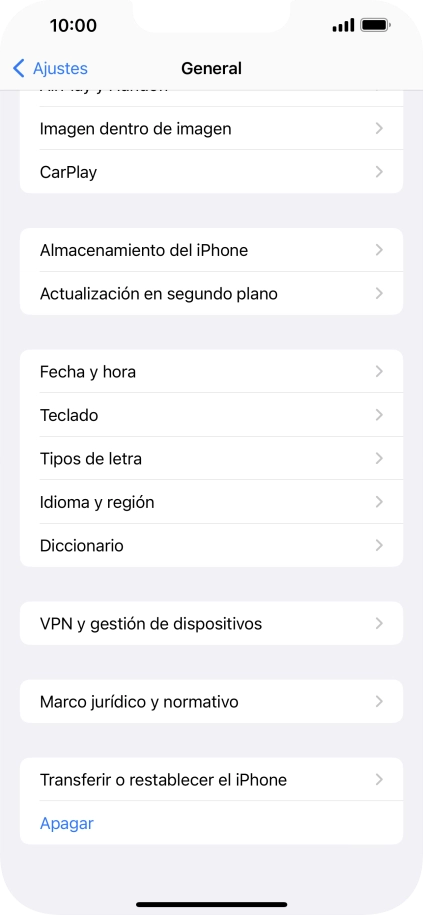 Pulsa Transferir o restablecer el iPhone.