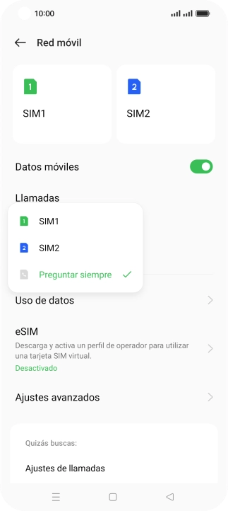 Pulsa el ajuste deseado.