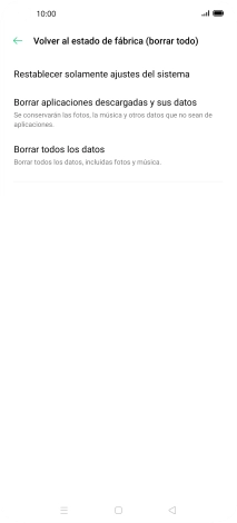 Pulsa Borrar todos los datos.