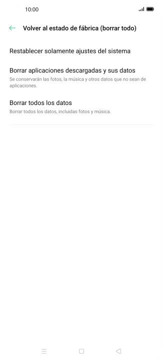 Pulsa Borrar todos los datos.