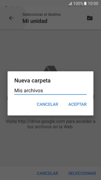 Introduce el nombre deseado de la carpeta y pulsa ACEPTAR.