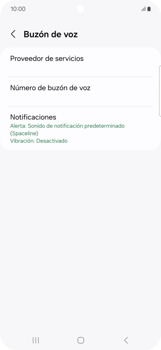 Pulsa Número de buzón de voz.