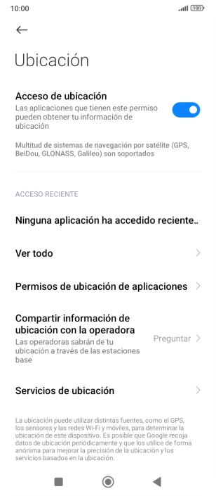Pulsa Permisos de ubicación de aplicaciones.