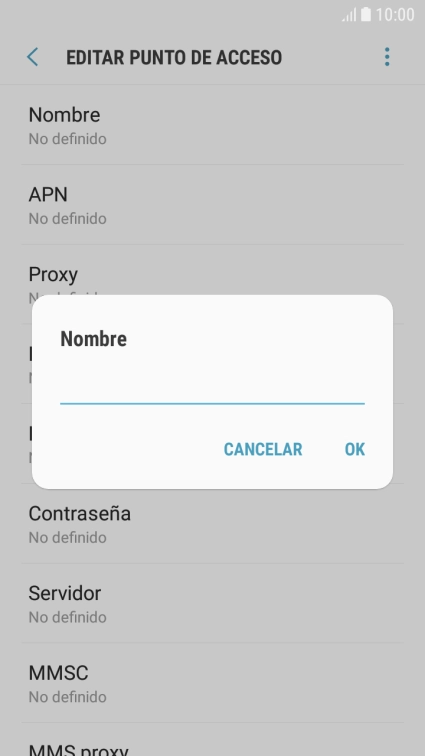 Introduce Vodafone Internet y pulsa OK.