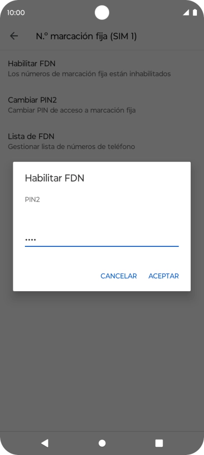 Introduce el código PIN2 y pulsa ACEPTAR.