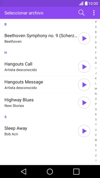 Pulsa el icono de reproducción junto a los timbres de llamada deseados para escucharlos.