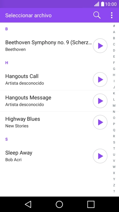 Pulsa el icono de reproducción junto a los timbres de llamada deseados para escucharlos.