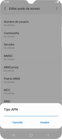 Introduce default y pulsa Aceptar.