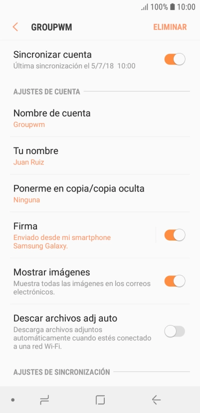 Pulsa Nombre de cuenta.