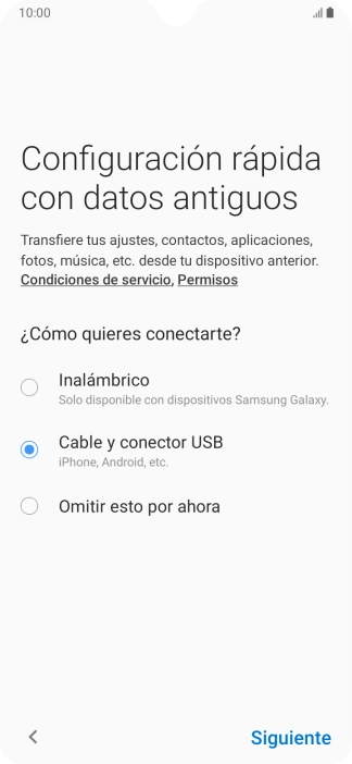 Pulsa Siguiente y sigue las indicaciones de la pantalla para transferir el contenido.