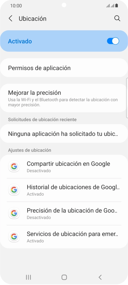 Pulsa Permisos de aplicación.