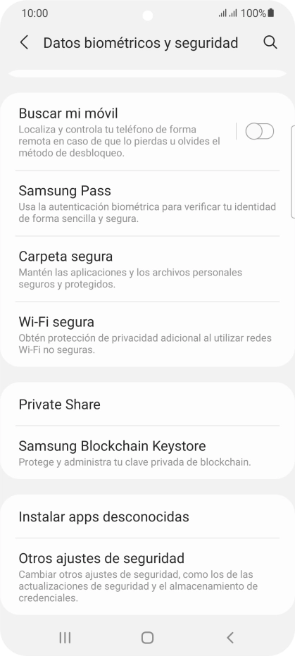 Pulsa Otros ajustes de seguridad.