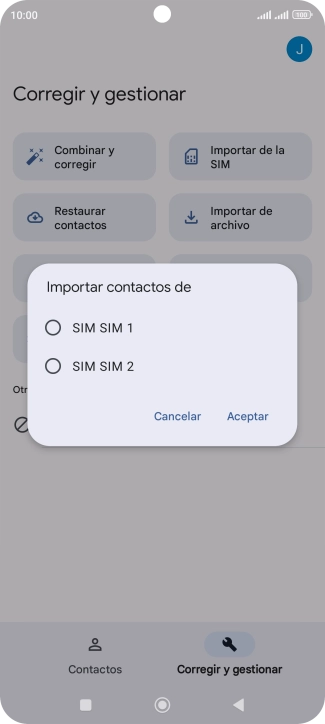 Pulsa la tarjeta SIM deseada.