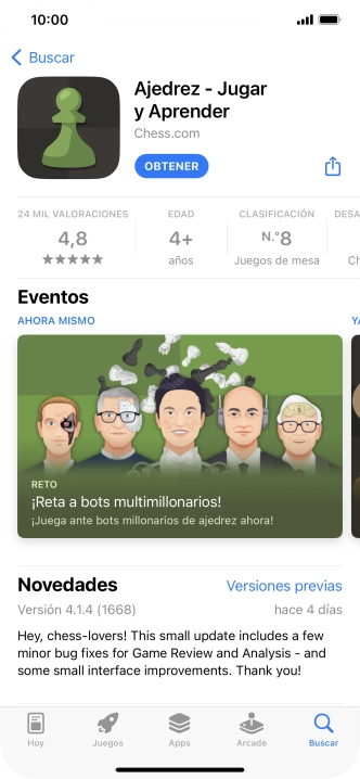 Pulsa OBTENER y sigue las indicaciones de la pantalla para instalar la app.