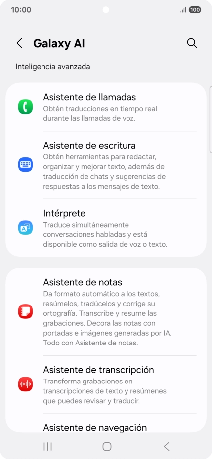 En la pantalla aparecen ahora más ejemplos de cómo puedes utilizar Galaxy AI.