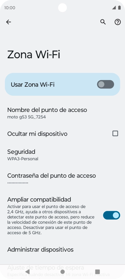 Pulsa Contraseña del punto de acceso.