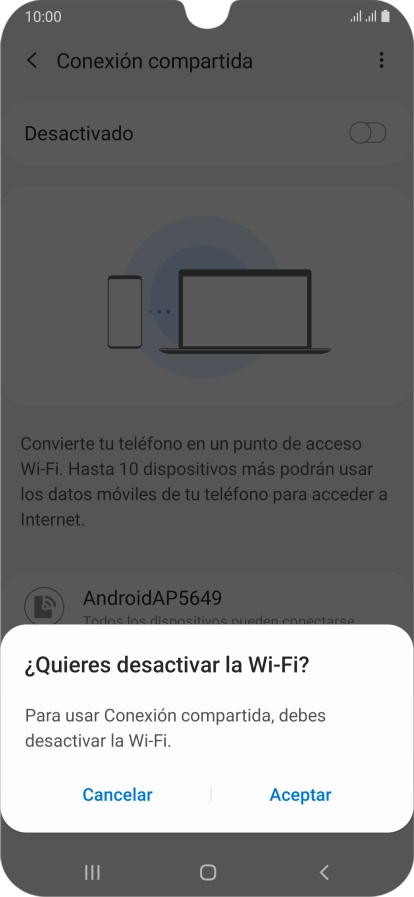 Si la función de wifi está activada, pulsa Aceptar.