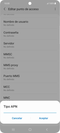 Introduce default y pulsa Aceptar.