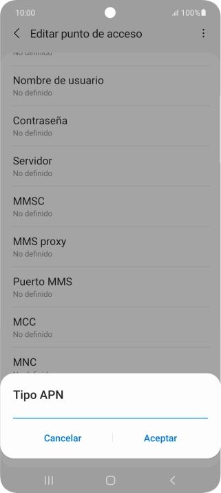 Introduce default y pulsa Aceptar.