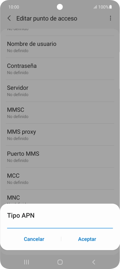Introduce default y pulsa Aceptar.