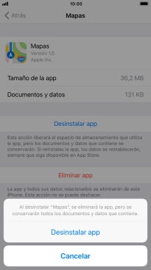 Pulsa Desinstalar app.