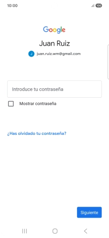 Pulsa Introduce tu contraseña e introduce la contraseña de tu cuenta de Google.