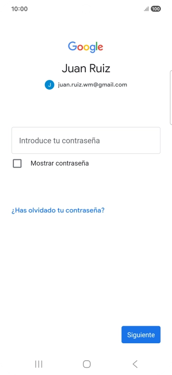 Pulsa Introduce tu contraseña e introduce la contraseña de tu cuenta de Google.