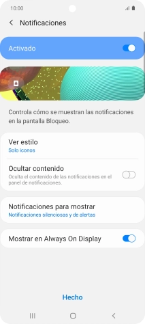 Pulsa  el indicador junto a los ajustes deseados para activarlos o desactivarlos.