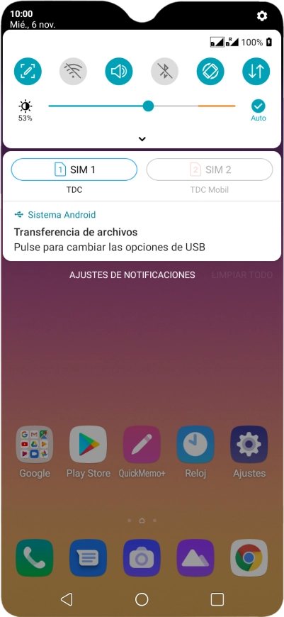 Pulsa Pulse para cambiar las opciones de USB.
