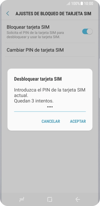 Introduce tu código PIN y pulsa ACEPTAR.