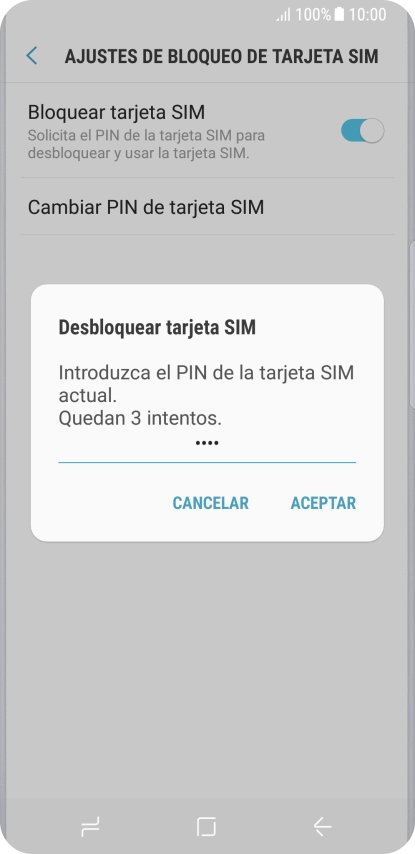Introduce tu código PIN y pulsa ACEPTAR.