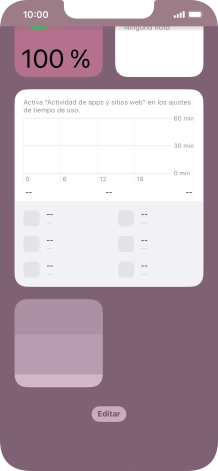 Pulsa el widget deseado hasta que aparezca un menú emergente en la pantalla.