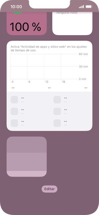 Pulsa el widget deseado hasta que aparezca un menú emergente en la pantalla.