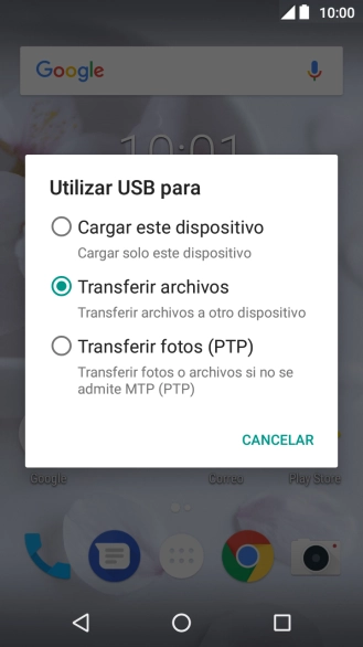 Pulsa Transferir archivos.