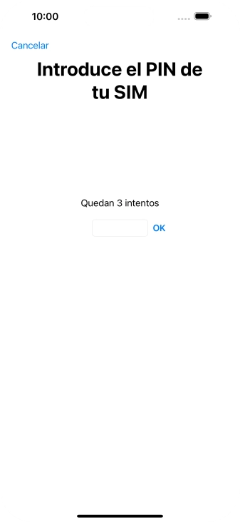 Si es necesario desbloquear la tarjeta SIM, introduce el código PIN y pulsa OK.