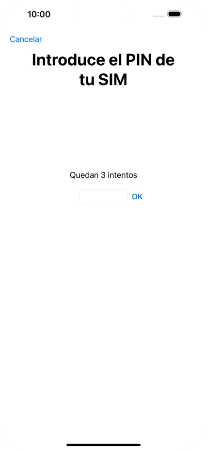 Si es necesario desbloquear la tarjeta SIM, introduce el código PIN y pulsa OK.