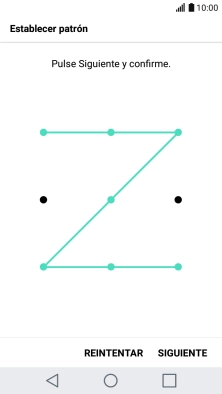 Desliza el dedo por la pantalla para unir por lo menos cuatro puntos y pulsa SIGUIENTE.