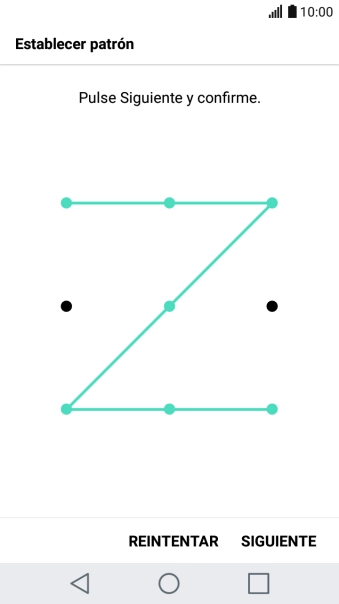 Desliza el dedo por la pantalla para unir por lo menos cuatro puntos y pulsa SIGUIENTE.