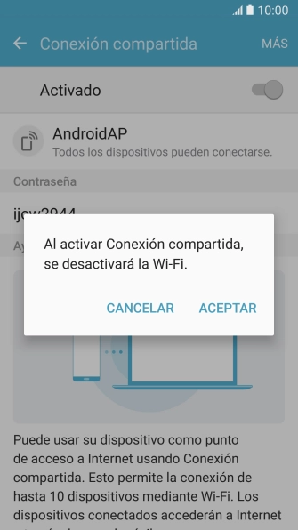 Si la función de wifi está activada, pulsa ACEPTAR.