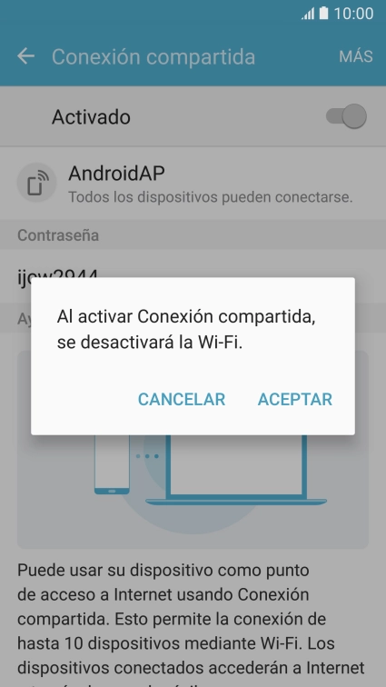 Si la función de wifi está activada, pulsa ACEPTAR.