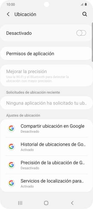 Pulsa el indicador para activar o desactivar la función.