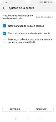 Pulsa Frecuencia de verificación de bandeja de entrada.