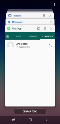 Para cerrar una sola aplicación en ejecución, desliza el dedo hacia la derecha sobre la aplicación deseada.