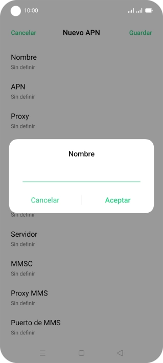 Introduce Vodafone Internet y pulsa Aceptar.